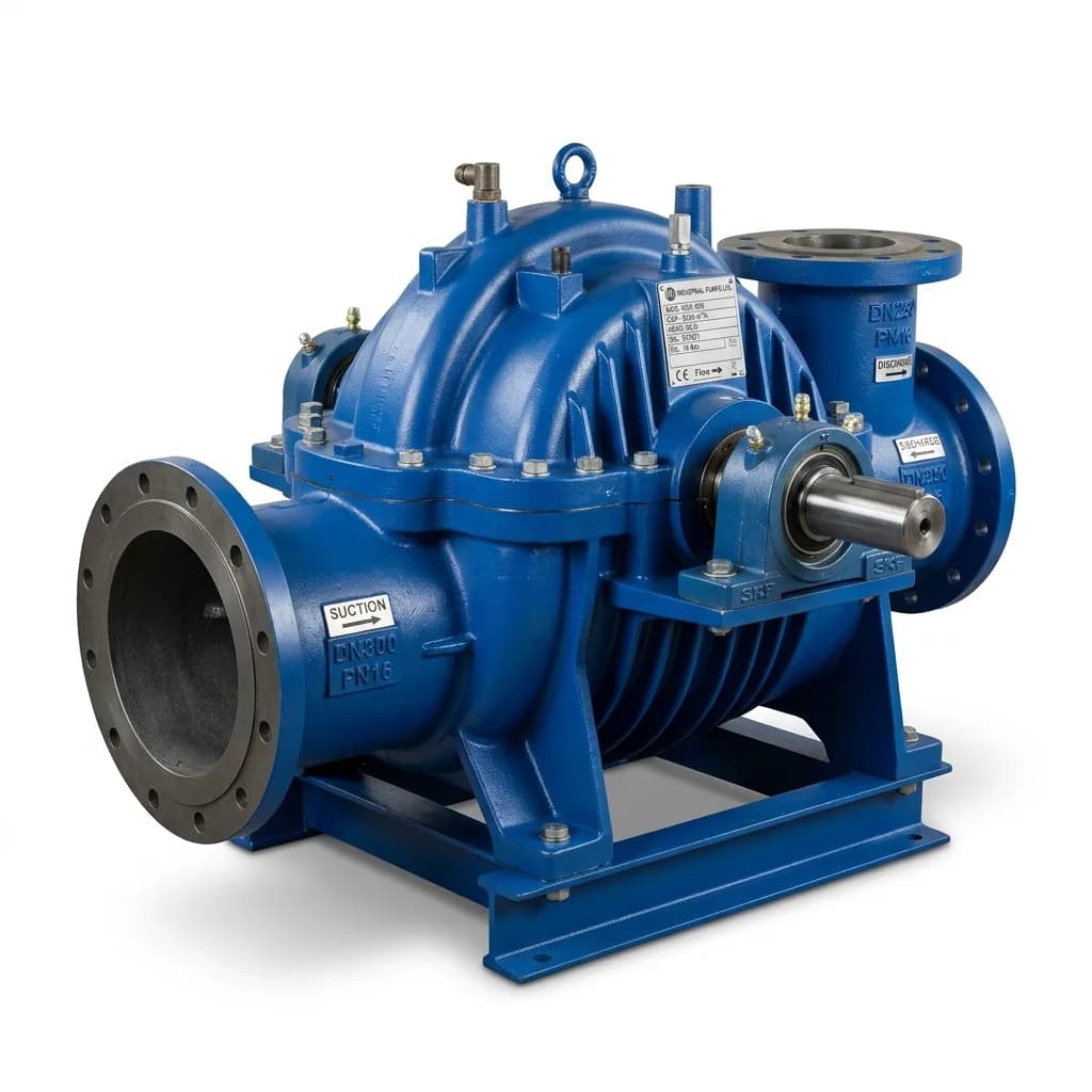Horizontal split case pump with the casing split along the shaft centreline and flanged side ports