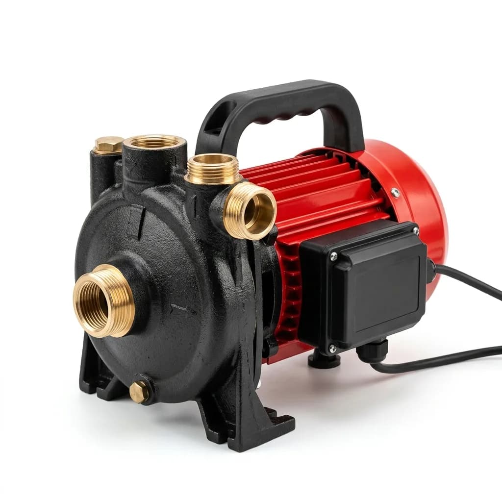 Self-priming jet pump with cast iron casing, priming port and pressure connection